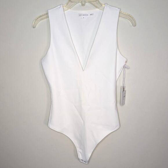 Good American Sculpting Deep V Tank Bodysuit in White, Size Small - Picture 3 of 7